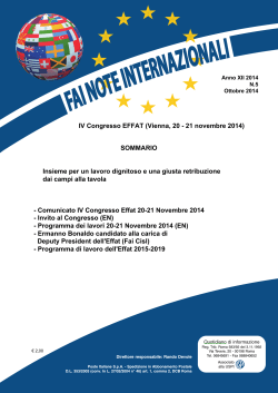 Anno XII n. 5 ottobre 2014 Congresso Effat 20-21