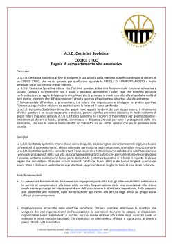 A.S.D. Cestistica Spoletina CODICE ETICO Regole di