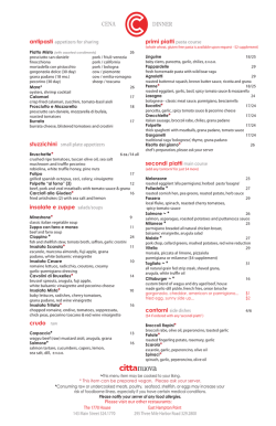 dinner menu - CittaNuova