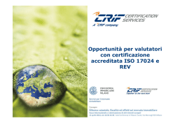 Opportunità per valutatori con certificazione accreditata ISO