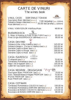 CARTE DE VINURI - Restaurant Voievodal Baneasa