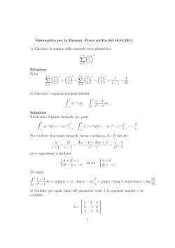 Matematica per la Finanza, Prova scritta del 16/6/2014 1