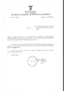 PROVINCIA DI TARANTO A.T.C. TARANTO Via Anﬁteatro. 4