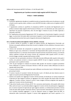 Regolamento per il prelievo venatorio degli