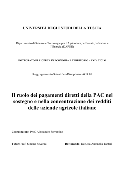 Il ruolo dei pagamenti diretti della PAC nel