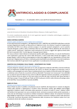 Newsletter n. 1 - Antiriciclaggioitalia.it