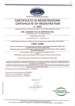 certificato FSSC 22000 ALIS PADOVA