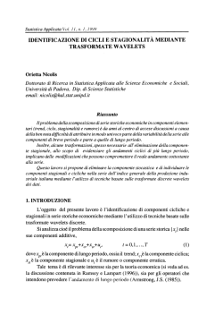 Identificazione di cicli e stagionalità mediante trasformate Wavelet