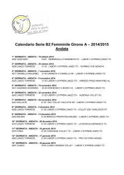 Calendario Serie B2 Femminile Girone A – 2014
