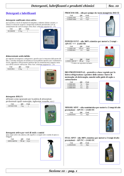 Detergenti, lubrificanti e prodotti chimici Sez. 10