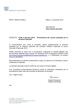 PROT.14020152.ARS.rc Milano, 3 novembre 2014 Alle Direzioni