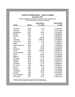 ROTARY INTERNATIONAL - TASSI DI CAMBIO Dicembre 2014
