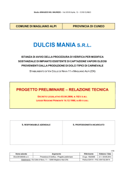 progetto preliminare – relazione tecnica
