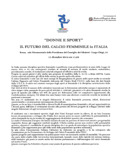 "Donne e Sport" Il futuro del calcio femminile in Italia