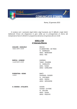 Designazioni Arbitrali Serie A, 1ª giornata di ritorno
