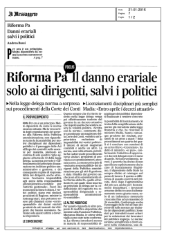 il danno erariale solo ai dirigenti, salvi i politici