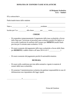 DOMANDA DI ESONERO TASSE SCOLASTICHE Al