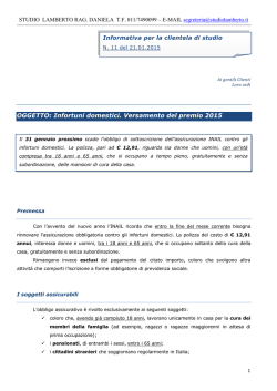 Infortuni domestici. Versamento del premio 2015