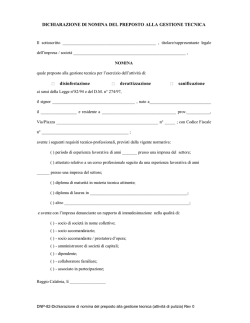 DICHIARAZIONE DI NOMINA DEL PREPOSTO ALLA GESTIONE