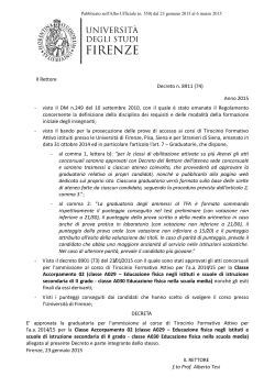 Il Rettore Decreto n. 8911 (74) Anno 2015