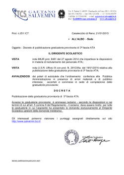 Decreto pubblicazione graduatorie 20-01-2015