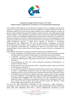 Comunicato stampa Uil del Trentino 19/1/2015 Sani