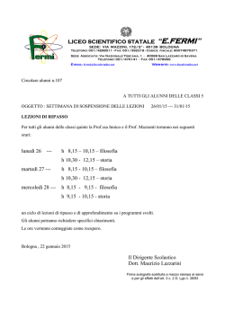 h 8,15 &ndash; 10,15 &ndash; filosofia h 10,30 - 12,15 &ndash; storia marted&igrave;