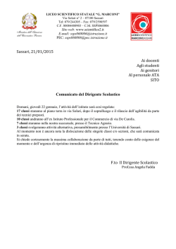Sassari, 21/01/2015 Ai docenti Agli studenti Ai genitori Al personale
