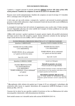 INFO ISCRIZIONI PRIMARIA - Benvenuti nel sito della nostra