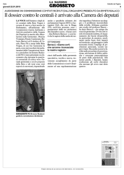 dossier contro le centrali &reg; anivato alla Camera dei deputali