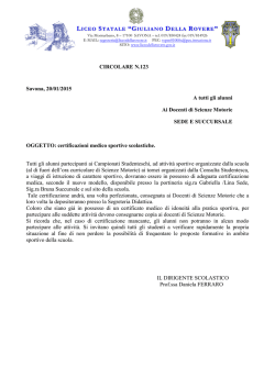 Circolare N. 123 – Certificazioni medico sportive scolastiche
