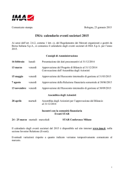 IMA: calendario eventi societari 2015