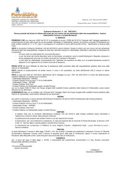 Ordinanza Sindacale n. 4 del 20/01/2015