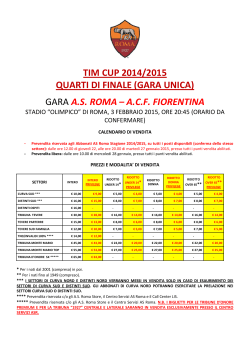 TIM CUP 2014/2015 QUARTI DI FINALE (GARA UNICA