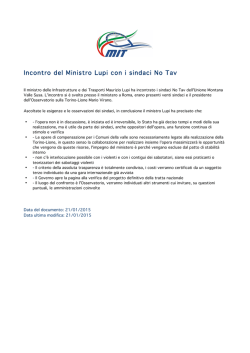 Incontro del Ministro Lupi con i sindaci No Tav