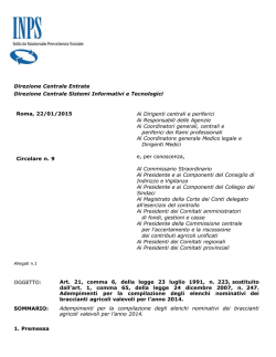 Direzione Centrale Entrate Direzione Centrale Sistemi