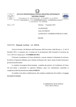 Domande Iscrizione A.S. 2015/16
