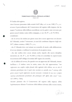 Decisione del Tribunale di Forlì del 23.10.2014