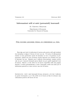 Informazioni utili ai miei (potenziali) laureandi Per favore leggere