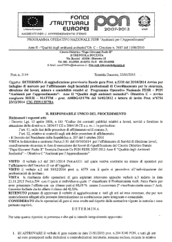 Determina aggiudicazione provvisoria Bando gara professionisti