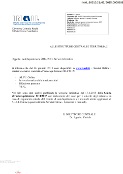 Istruzione operativa del 21/01/2015
