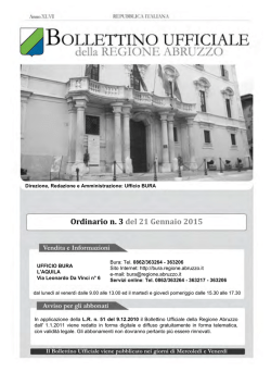 Ordinario n. 3 - Bollettino Ufficiale Regione Abruzzo