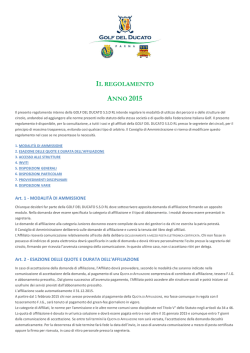 IL REGOLAMENTO ANNO 2015