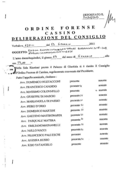 delibera del Consiglio - Ordine Forense di Cassino