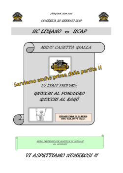 HC LUGANO vs HCAP VI ASPETTIAMO NUMEROSI !!!