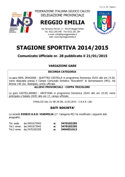 REGGIO EMILIA STAGIONE SPORTIVA 2014/2015