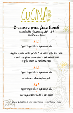 2-course prix fixe lunch available January 20