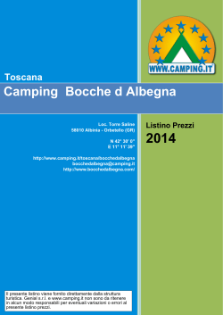 Listino Prezzi Camping Bocche d Albegna