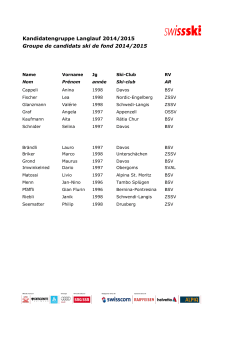 Kandidatenliste Saison 2014/15 - Swiss-Ski