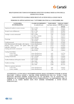 Tabella dei TEGM in vigore dal 1 ottobre 2014 al 31